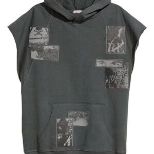 H&M Divided Sleeveless Hoodie XS, 100% Cotton, Patch Detail, NWT